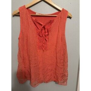Keisha Orange Silk Rayon ElastineSleeveless Top Size M (D40)